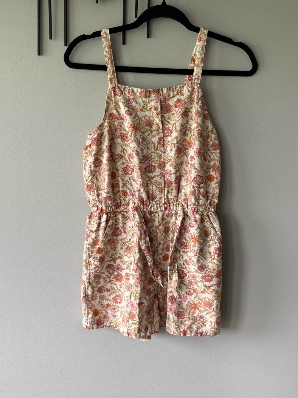 Kids Old Navy Cream Romper with Pink & Orange Floral Print
